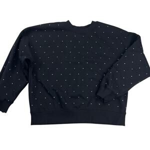 Bailey/44 Black Crystal Rhinestone Studded Sweatshirt Dace Cheer Mom Size L